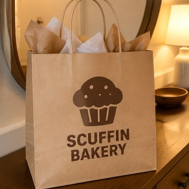 Customer photo of a custom paper swag bag